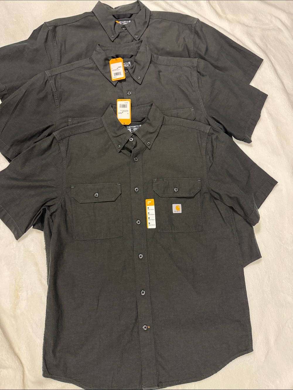 Carhartt Black Short-Sleeve  Chambray Button-Down Work Shirt, M,L,XL new